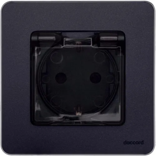 Розетка 1-м СП Inspiria 16А IP44 250В 2P+E защ. шторки с крышкой немецк. стандарт механизм антрацит IEK 673743 фото 5