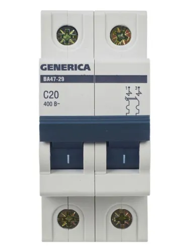 Выключатель автоматический модульный 2п C 20А 4.5кА ВА47-29 GENERICA MVA25-2-020-C фото 10