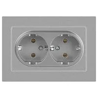 Розетка 2-м СП Accent 6-205-03 16А IP20 250В 2P+E Schuko AL/CU алюм. Intro Б0063490
