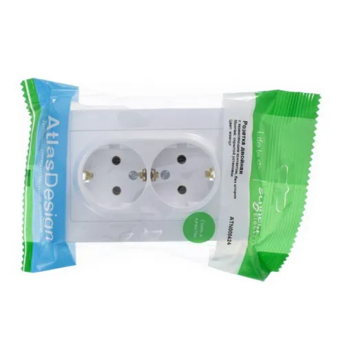 Розетка 2-м СП AtlasDesign 16А IP20 с заземл. в сборе жемчуж. SE ATN000424 фото 4