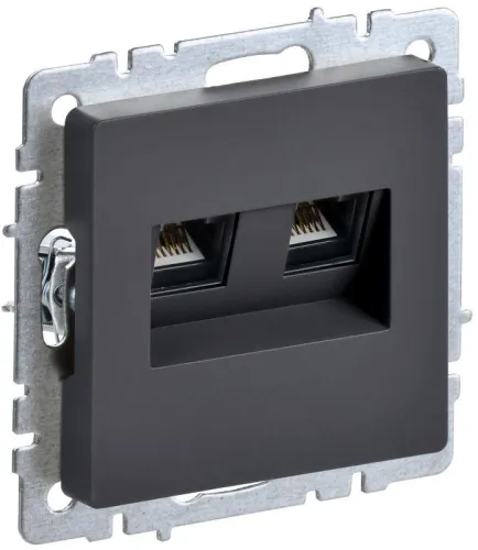 Розетка компьютерная 2-м СП BRITE RJ45 кат.5E РК10-2-БрГ механизм графит IEK BR-K20-1-K53