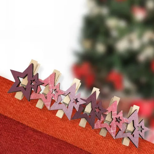 Прищепка деревянная "Звездочки" 16х4.5х1.3см роз. (уп.6шт) Neon-Night 504-034 фото 4