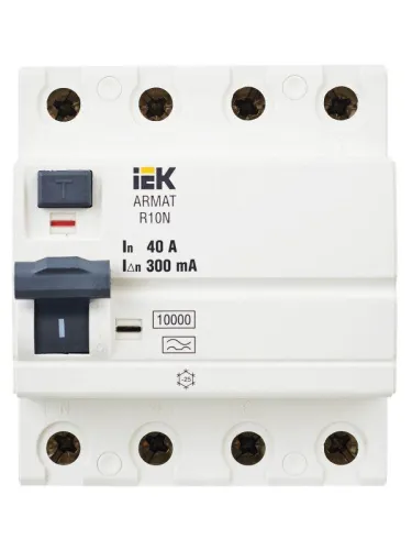 Выключатель дифференциального тока (УЗО) 4п 40А 300мА тип A ВДТ R10N ARMAT IEK AR-R10N-4-040A300 фото 10