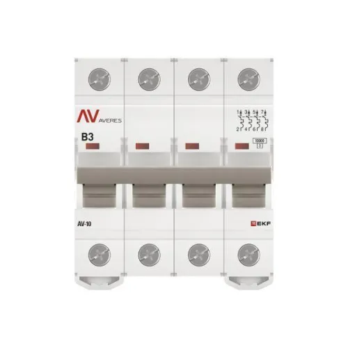 Выключатель автоматический модульный 4п B 3А 10кА AV-10 AVERES EKF mcb10-4-03B-av фото 4