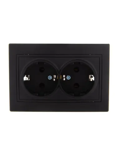 Розетка 2-м СП Mira 16А IP20 с заземл. керамика черн. бархат LEZARD 701-4242-127