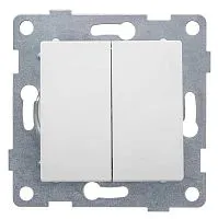 Переключатель проходной 2-кл. СП Ugra 10А 250В для двух цепей механизм бел. матов. GUSI С11В8-041