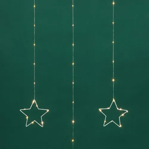 Гирлянда светодиодный занавес из росы с фигурами звезд IP20 USB + пульт управления тепл. бел. Neon-Night 315-846 фото 3