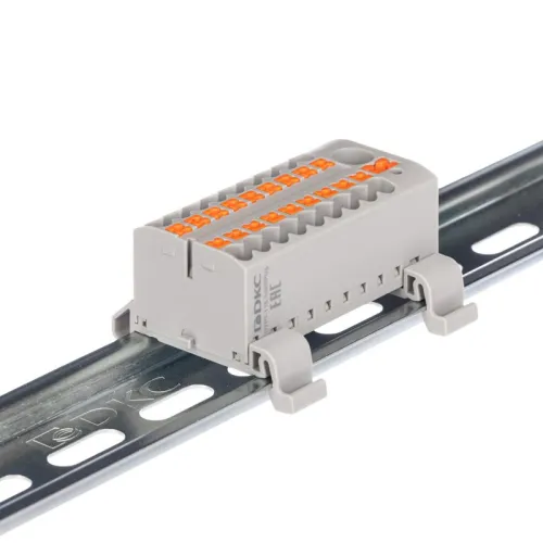 Блок распределительный зажим push-in 1 ввод 6кв.мм 18 точек подключения 25кв.мм сер. DKC DTP1-118-104SPUG фото 3