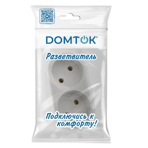 Разветвитель 2-м без заземл. 10А 2200Вт 250В плоский бел. DОМТОК 2651 фото 2