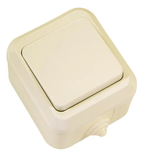 Выключатель проходной IP44 крем. Makel 18205