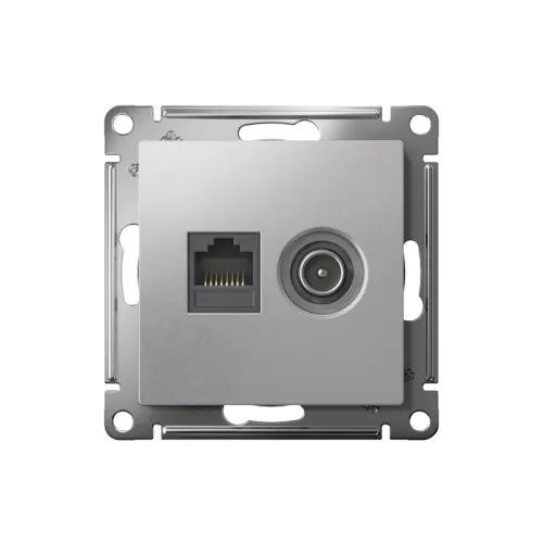 Розетка компьютерная + телевизионная 2-м СП AtlasDesign RJ45 кат.5E + TV механизм алюм. SE ATN000389 фото 5