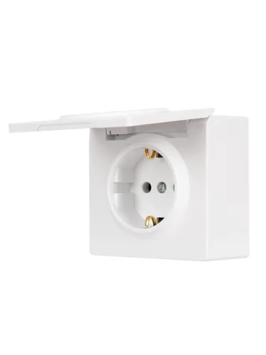 Розетка 1-м ОП LETO с заземл. с крышкой LETO ПБТ бел. LEZARD 752-0200-123B фото 6