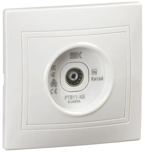 Розетка телевизионная проходная TV Кварта РТВ11-КБ бел. GENERICA KV-A10-P-K01