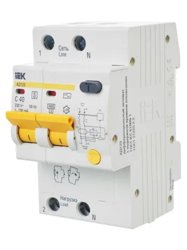 Выключатель автоматический дифференциального тока селективный 2п 40А 100мА тип AC АД12S KARAT IEK MAD13-2-040-C-100 фото 11
