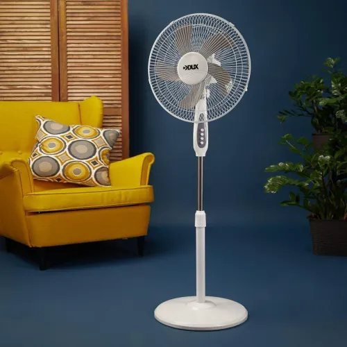 Вентилятор напольный 40Вт 5 лопастей подставка круглая механическое управление бел./син. DUX 60-0212 фото 7