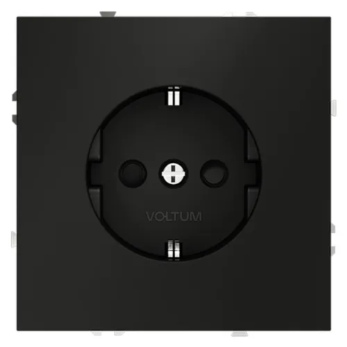 Розетка 1-м СП S70 16А с заземл. защ. шторки механизм черн. матов. Voltum VLS040208