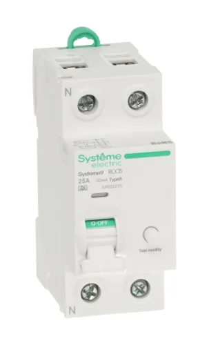 Выключатель дифференциального тока 2п 25А 30мА тип A ВДТ Systeme9 230В SE S9R22225 фото 6