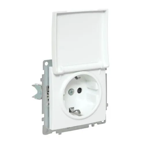 Механизм розетки 1-м Валенсия 16А IP44 с заземл. защ. шторки с крышкой бел. PROxima EKF EWV10-124-90 фото 8
