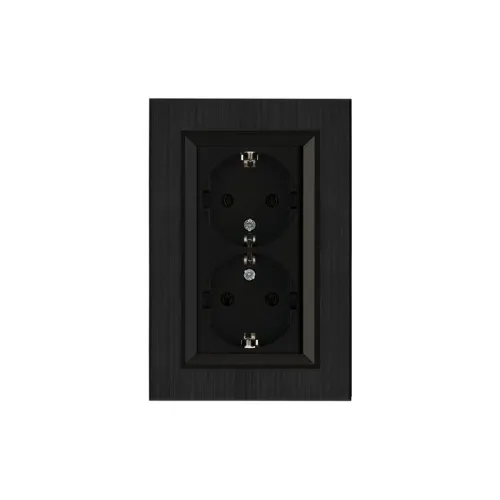 Розетка 2-я Karea LINE STAR с заземл. чер. Makel 86054082