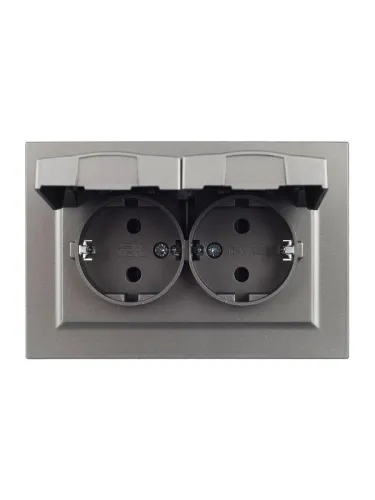 Розетка 2-м СП BRITE РСбш12-3-44-БрС 16А в сборе IP44 с крышкой сталь IEK BR-R26-16-44-K46-F фото 8