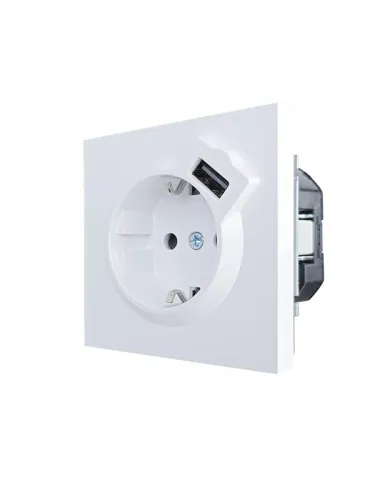 Розетка 1-мест. с/з+USB разъем ZIMA IP20 бел. LEZARD 704-0288-181 фото 2