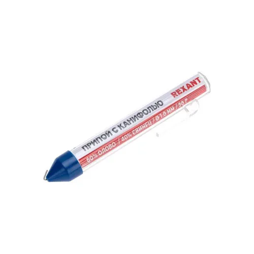 Припой с канифолью 20гр. d1.0мм (Sn60 Pb40 Flux 2.2%) REXANT 09-3103 фото 6