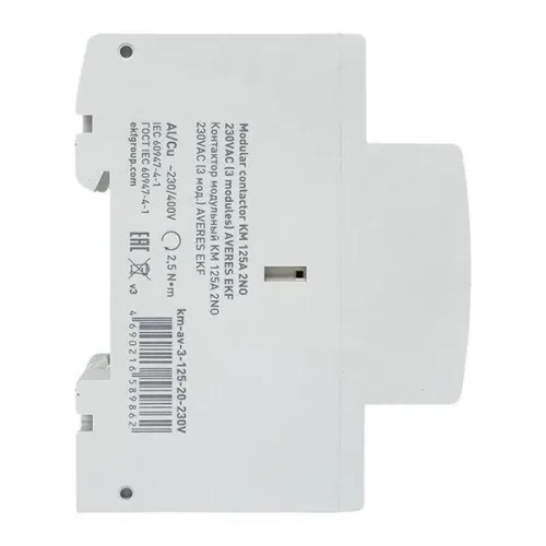 Контактор модульный КМ 125А 2NО 230В AC (3 мод.) AVERES EKF km-av-3-125-20-230V фото 7