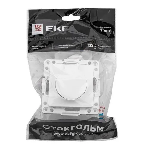 Розетка 1-м СП Стокгольм 16А IP44 с заземл. защ. шторки с крышкой механизм бел. PROxima EKF EYR16-028-10-44 фото 3