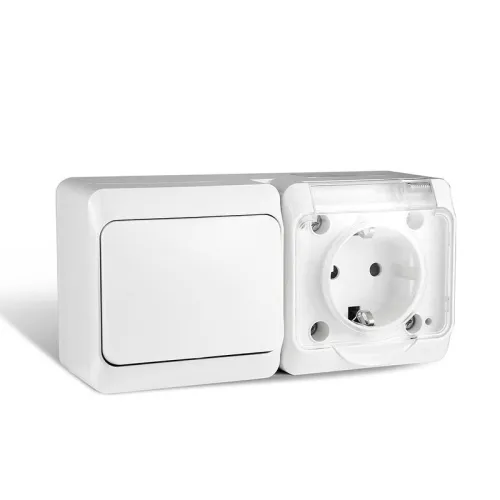 Блок ОП Nix (розетка 16А 250В с заземл. 1-кл. выкл. 10А) IP54 бел. TOKOV ELECTRIC TKE-NX-V1RZ-C01T-IP54 фото 2