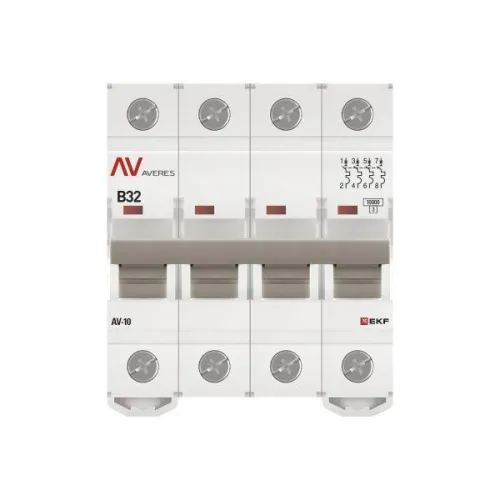 Выключатель автоматический модульный 4п B 32А 10кА AV-10 AVERES EKF mcb10-4-32B-av фото 4