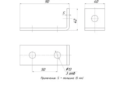 Пластина STRUT угловая 90град. 3 отверстия EKF stpu3 фото 2