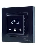 Термостат програмируемый с сенсорными кнопками и датчиком темпер. пола без расписания совместим с рамками с внутрен. размером 56х56мм Schneider Unica Exxact и Legrand Valena черн. Extherm ET-43(b)