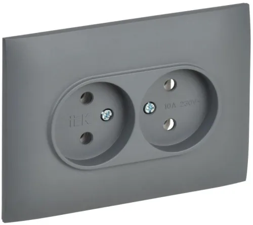 Розетка 2-м SKANDY 10А без заземл. без защ. шторок в сборе SK-R10Gr сер. IEK SK-R20-10-K03-F