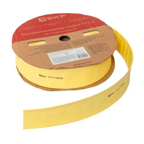 Трубка термоусадочная ТУТ нг 40/20 желт. (уп.50м) EKF tut-40-y фото 4