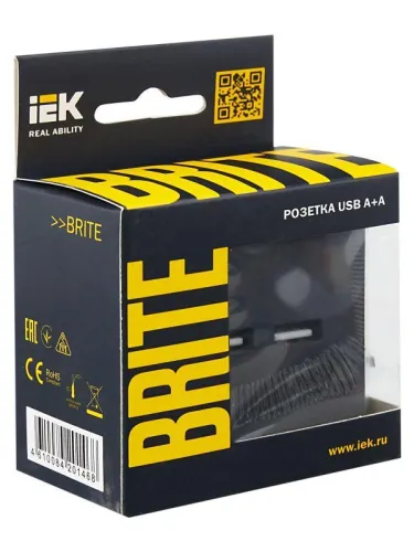 Розетка BRITE USB A+A 3.1А РЮ10-1-БрГ механизм графит IEK BR-U21-D31-K53 фото 7
