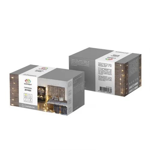 Гирлянда светодиодная "Светодиодный Дождь" 2х3м 240LED тепл. бел. 12Вт 230В IP20 свечение с динамикой провод прозр. Neon-Night 235-066 фото 3