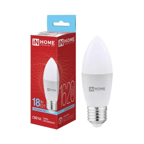 Лампа светодиодная LED-СВЕЧА-VC 18Вт свеча 6500К E27 1620лм 230В IN HOME 4690612065335