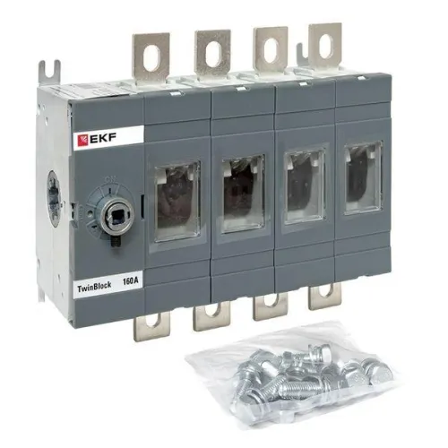 Рубильник 4п 160А без рукоятки управления TwinBlock EKF tb-s-160-4p фото 2