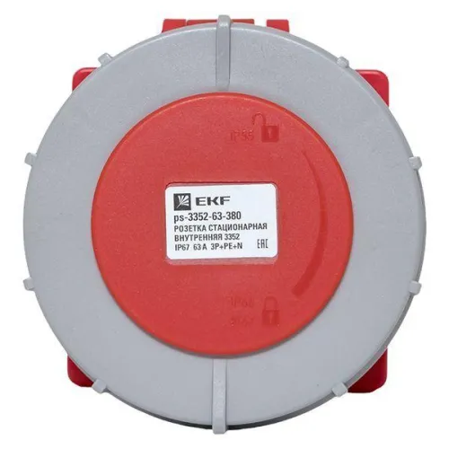Розетка стационарная внутренняя 3352 3Р+РЕ+N 63А 380В IP67 PROxima EKF ps-3352-63-380 фото 9