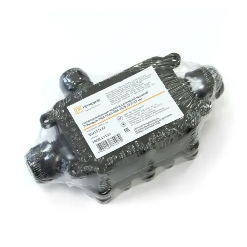 Коробка распределительная ОП 131х80х37 3-вводная IP68 ПА66 40А 450В d3.5-12мм с откидной крышкой черн. Промрукав PR08.13152 фото 3