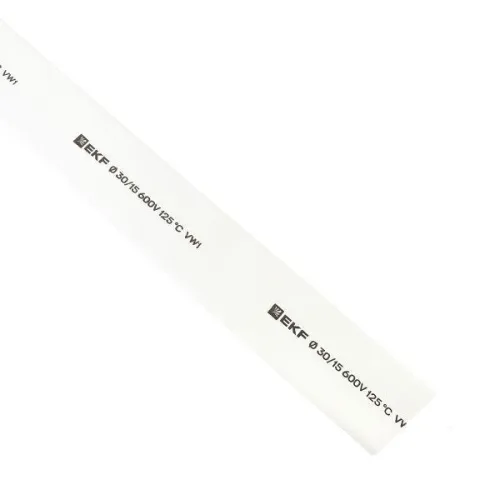Трубка термоусадочная ТУТ нг 30/15 бел. (уп.50м) EKF tut-30-w фото 2