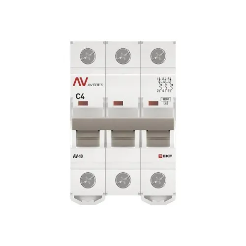 Выключатель автоматический модульный 3п C 4А 10кА AV-10 AVERES EKF mcb10-3-04C-av фото 4