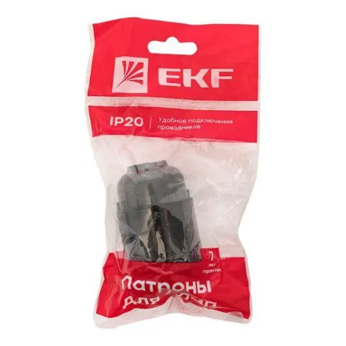 Патрон карболитовый подвесной Е27 черн. (инд. пакет) EKF LHC-E27-s-p фото 2