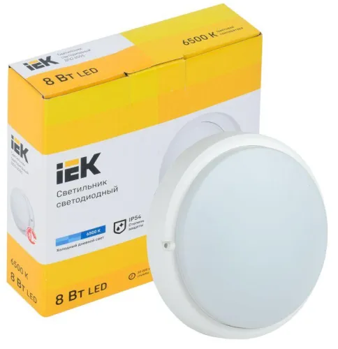 Светильник светодиодный ДПО 4005 8Вт 6500К IP54 круг бел. IEK LDPO0-4005-8-6500-K01 фото 2