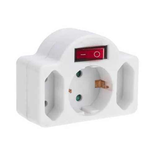 Разветвитель 3-м 16А + 2х2.5А с выключателем с заземл. защ. шторки бел. Rexant 11-1086