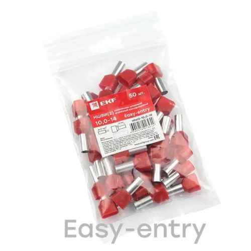 Наконечник штыревой втулочный изол. НШвИ(2) 10.0-14 (уп.50шт) EKF nhvi2-10.0-14 фото 2