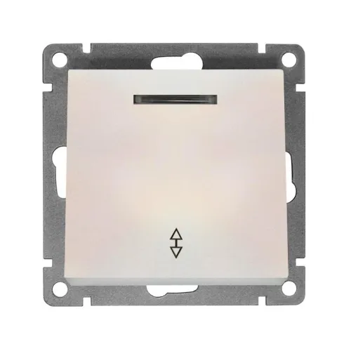 Переключатель проходной 1-кл. СП Афина 10А IP20 с подсветкой механизм жемчуж. Universal A0125-OBr