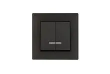 Выключатель 2-клав. с подсветкой Karea RIZZ STAR дым. металлик Makel 88050023