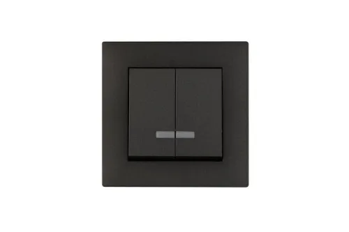 Выключатель 2-клав. с подсветкой Karea RIZZ STAR дым. металлик Makel 88050023