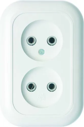 Розетка 2-м СП Валентина РС10-393 10А IP20 бел. Кунцево 5449